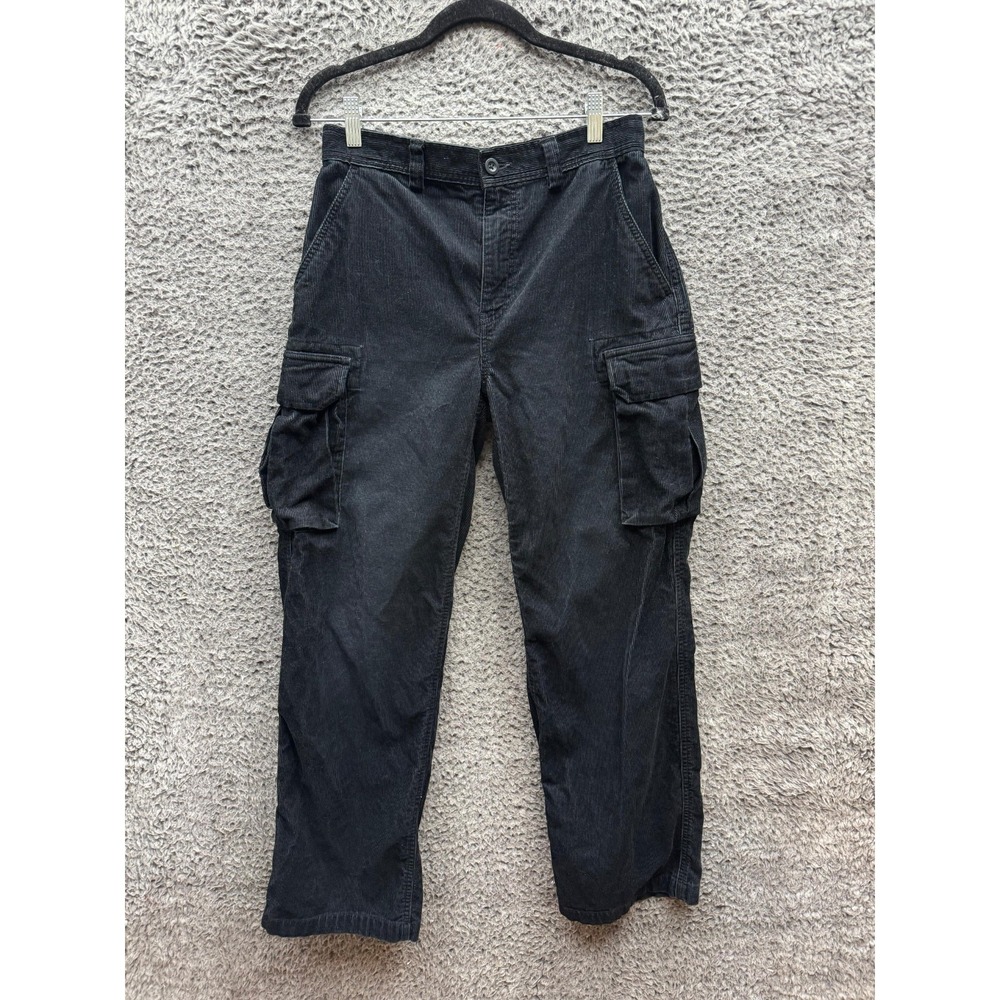 Vintage Polo Ralph Lauren Corduroy Wide Leg Cargo Pants Black Women's Size 16‎
